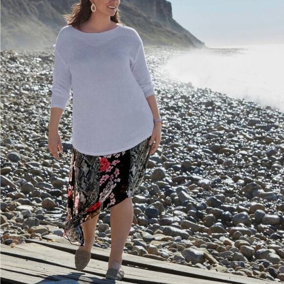 NEW Plus size sweater pullover INC Garden Party bright white linen blend 3X
C - Picture 2 of 9